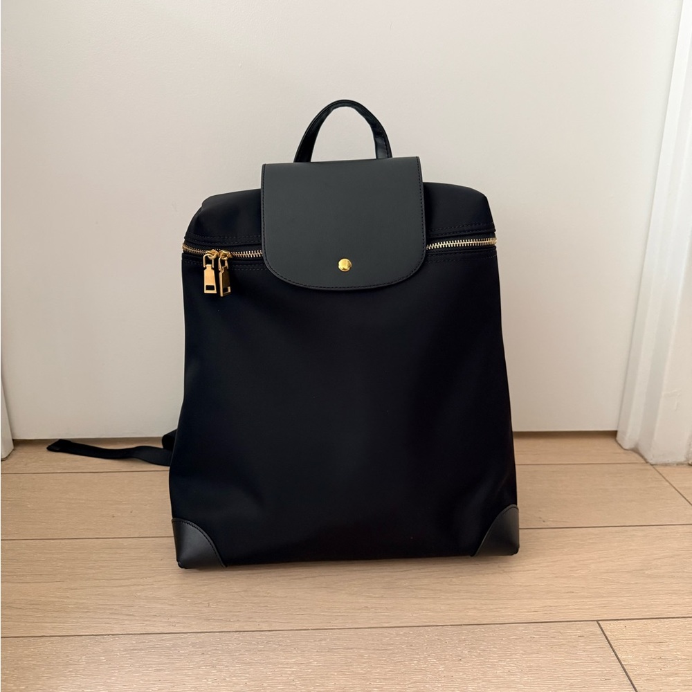 Black Nylon Backpack waterproof with Gold Hardware